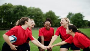 athletes in a circle